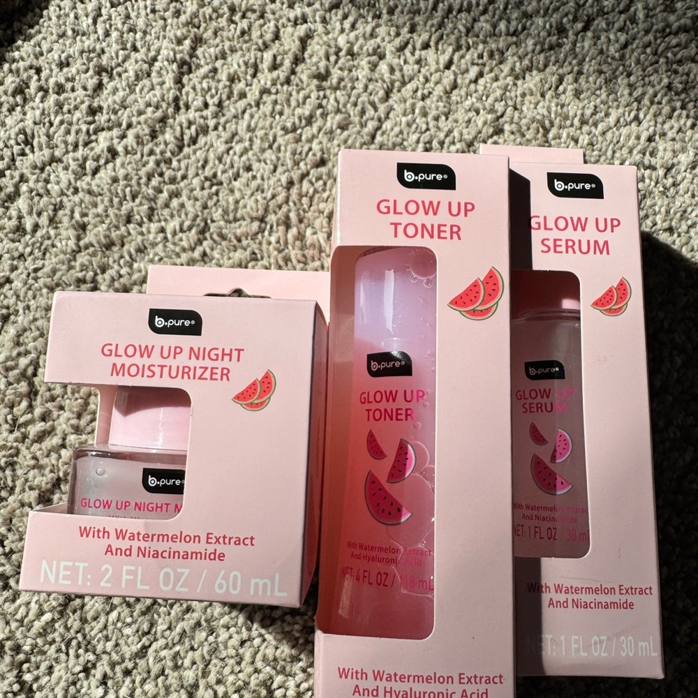 Glow Up Night Moisturizer, Toner & Serum Set (Watermelon)